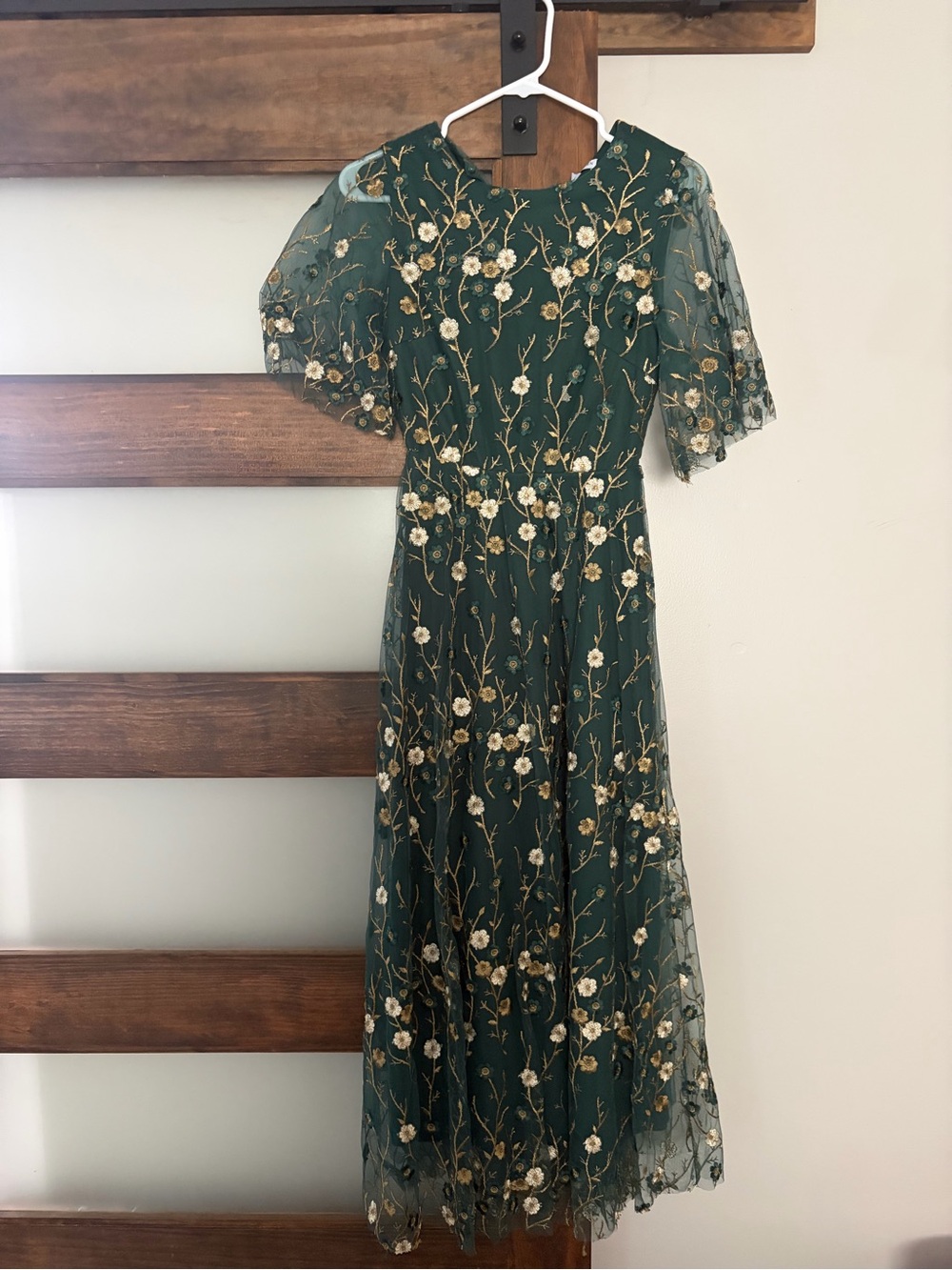 Baltic Born Green Floral Embroidered Midi Dress - size xsmall